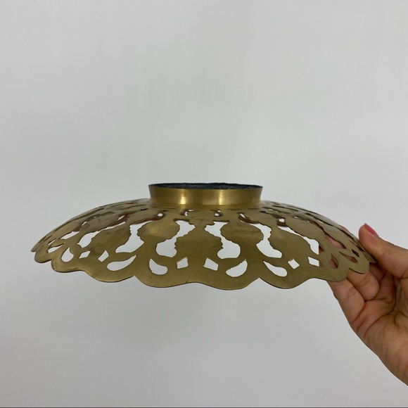 Vintage Brass Painted Engraved Ornamental Decor Dish - Picture 3 of 8